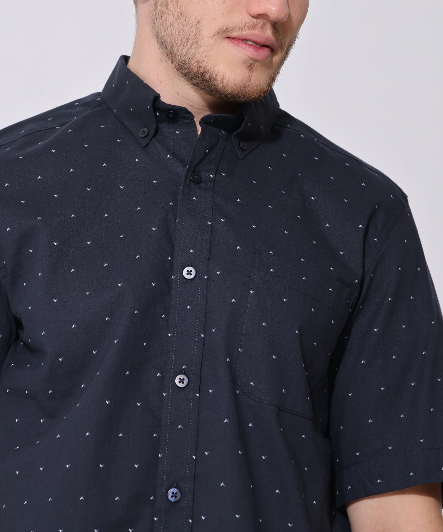 Camisa Estampada Manga Corta Y Con Bolsillo, Regular Fit