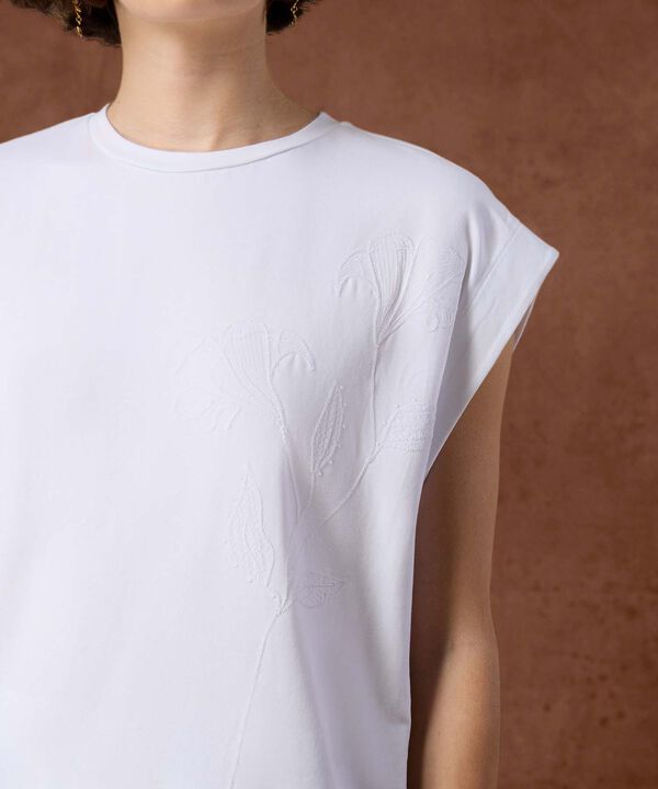 Camiseta Para Mujer Estampado Relieve Hombro Caído image number null