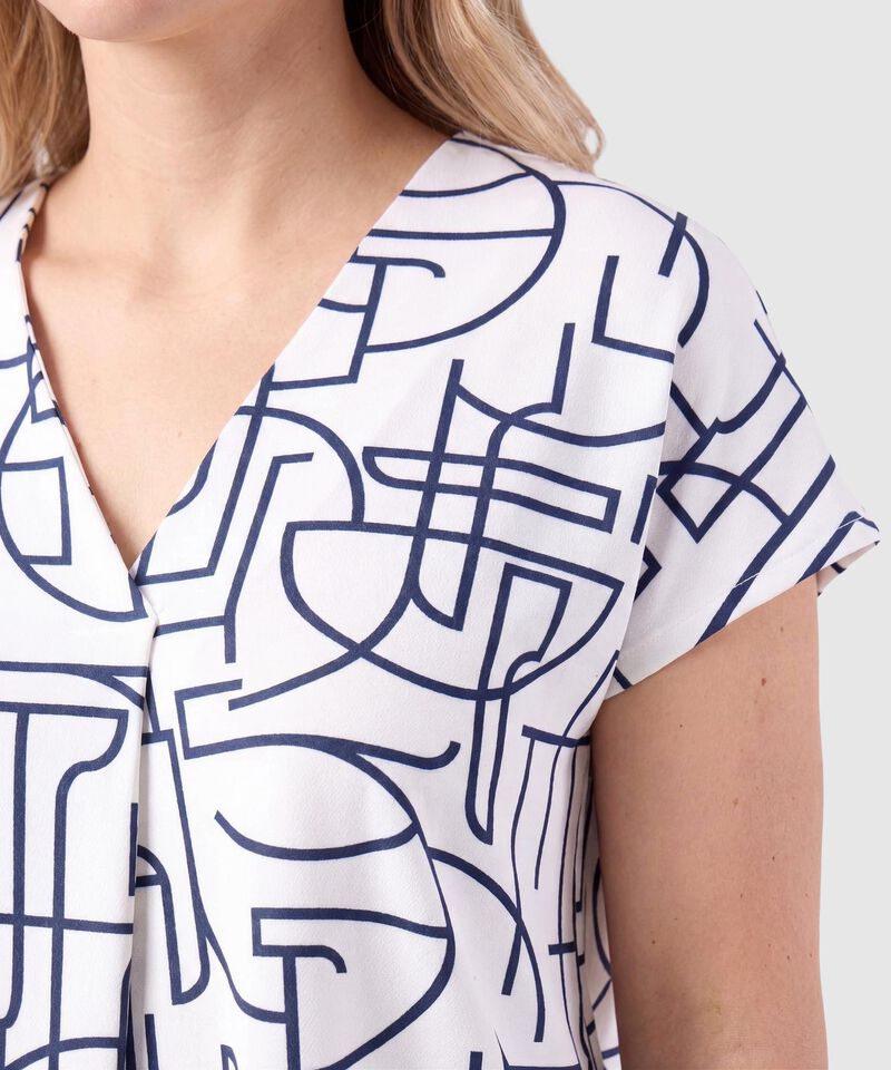 Camiseta Estampada Con Pliegue Para Mujer