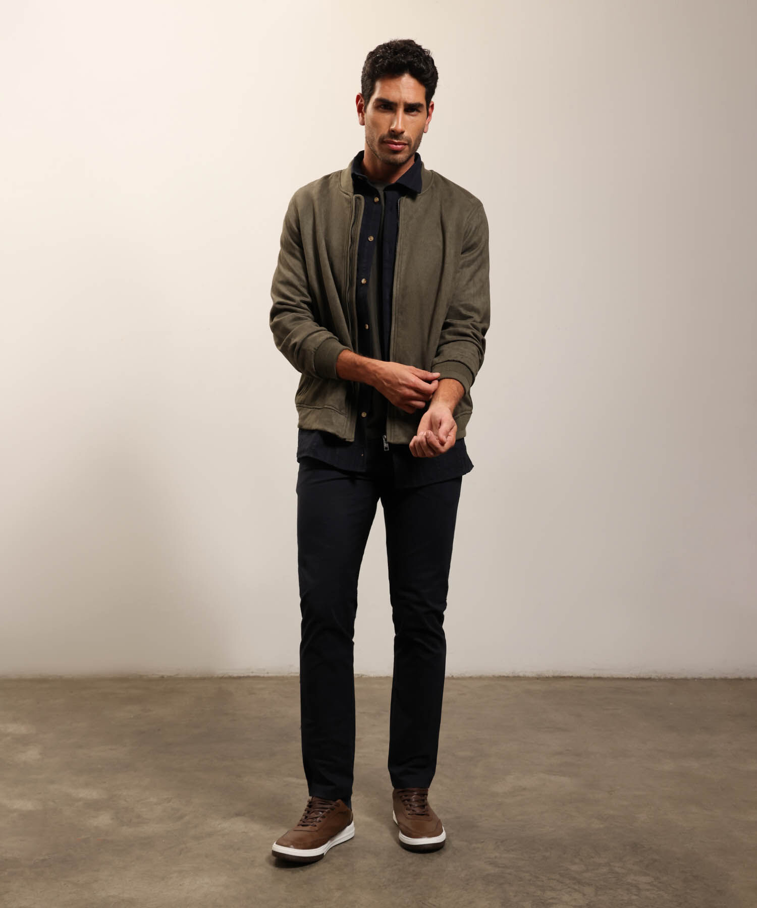 Chaqueta Bomber de Tela Lisa para Hombre Casual