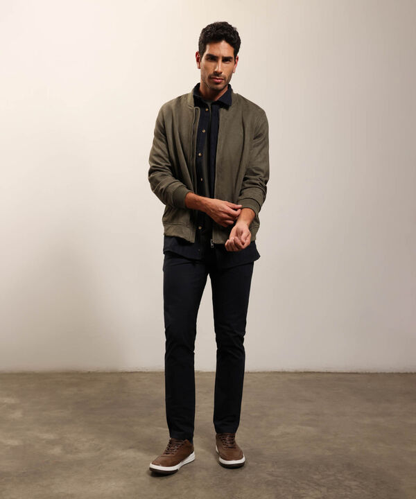 Chaqueta Bomber de Tela Lisa para Hombre Casual