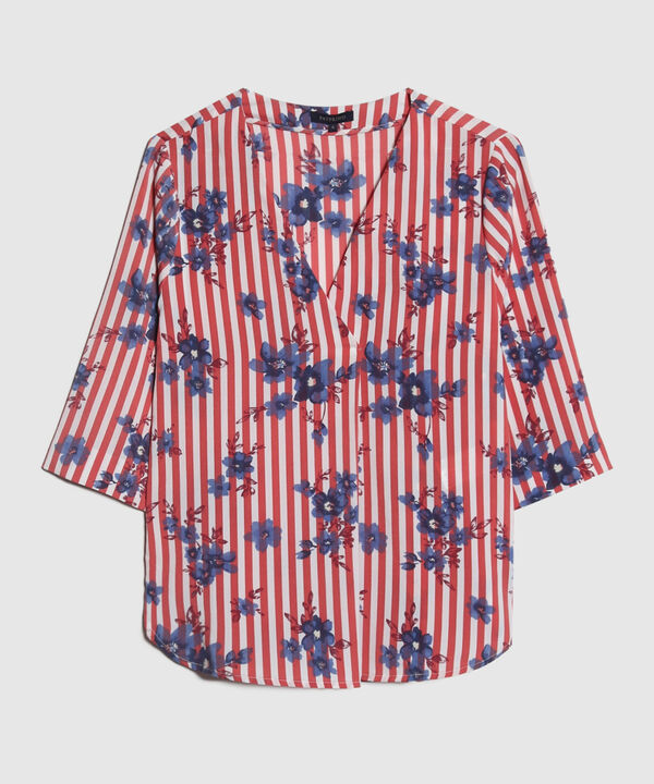 Blusa Estampada Escote en V image number null