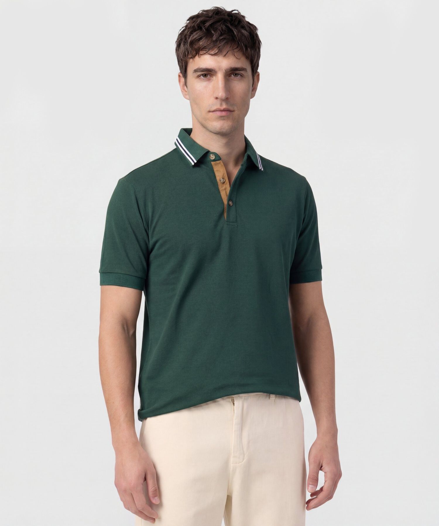 Polo Con Pechera En Contraste Para Hombre