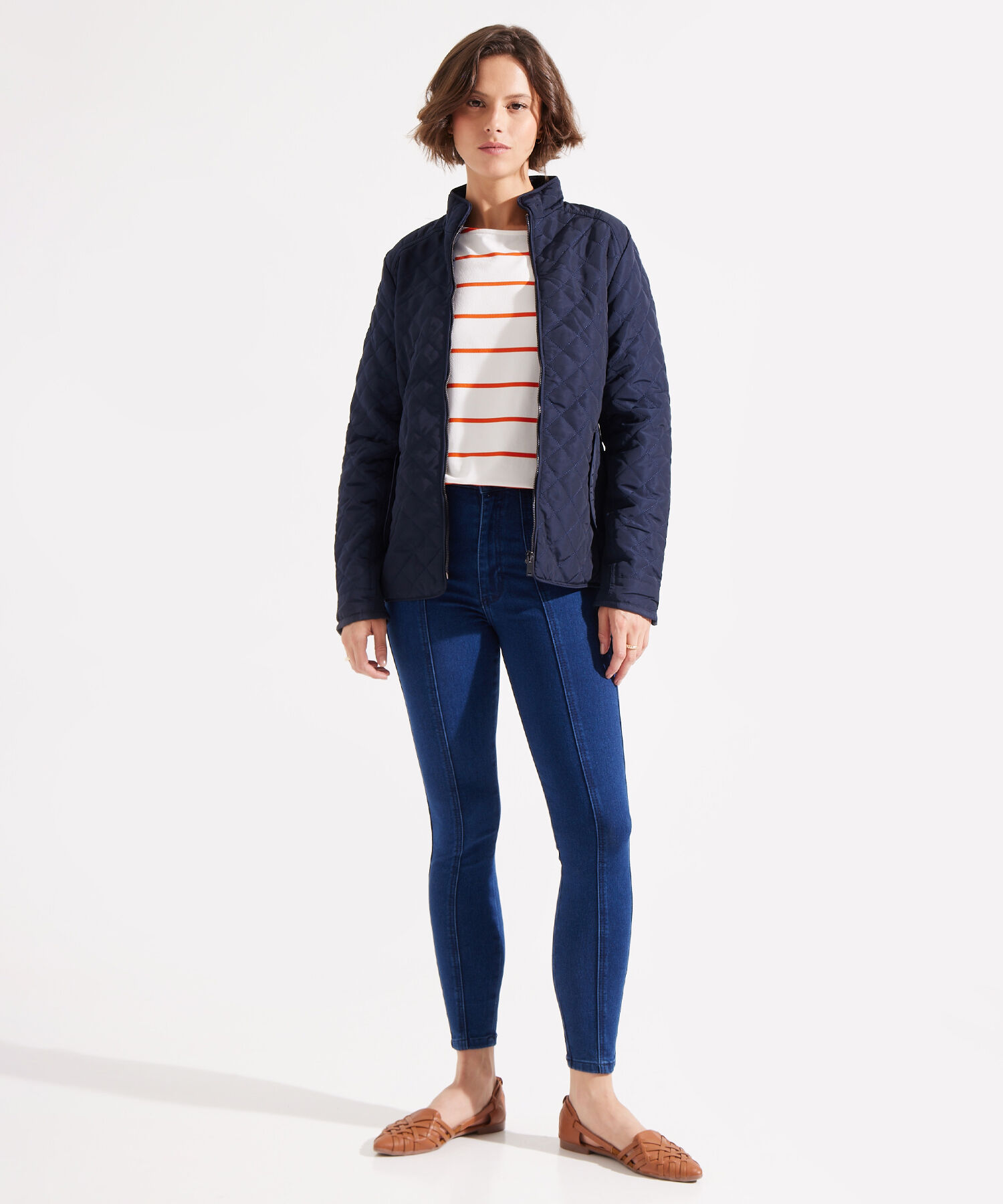 Chaqueta Acolchada Con Cierre Para Mujer