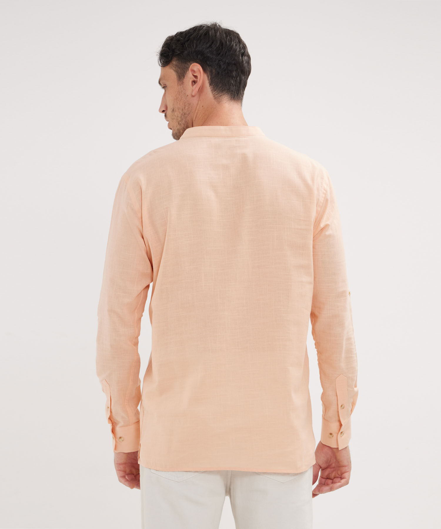 Camisa Manga Larga Cuello Mao Unicolor