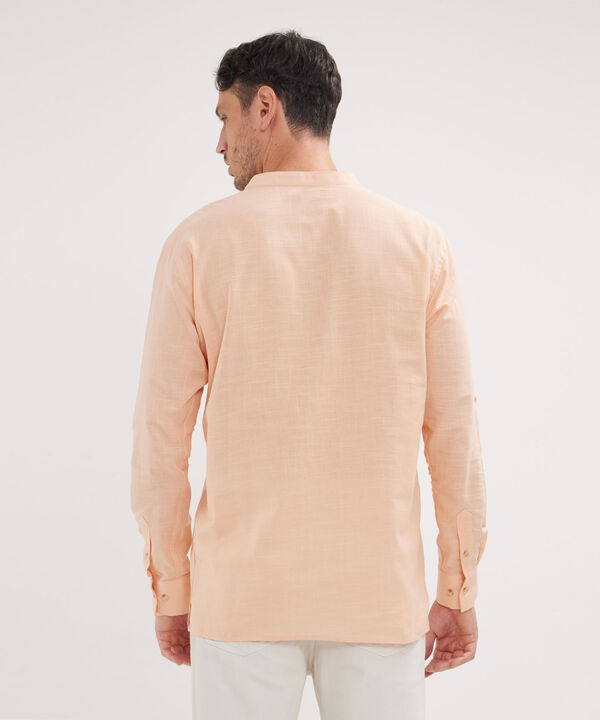 Camisa Manga Larga Cuello Mao Unicolor