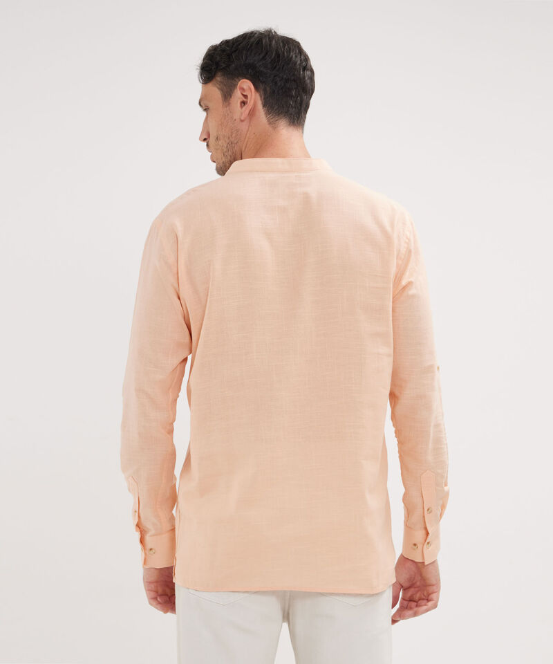Camisa Manga Larga Cuello Mao Unicolor