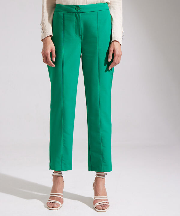 Pantalón Clásico Unicolor Con Vena