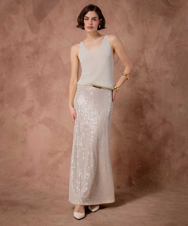 Top De Punto Acanalado Cuello V Mujer image number null