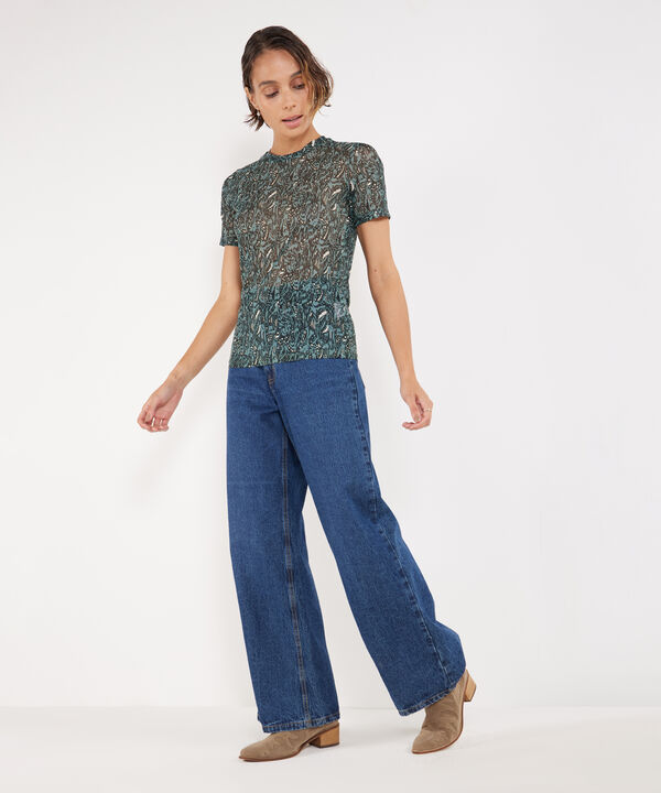 Camiseta Estampada Manga Corta, Cuello Redondo En Pieza, Bohemio Ornamental image number null