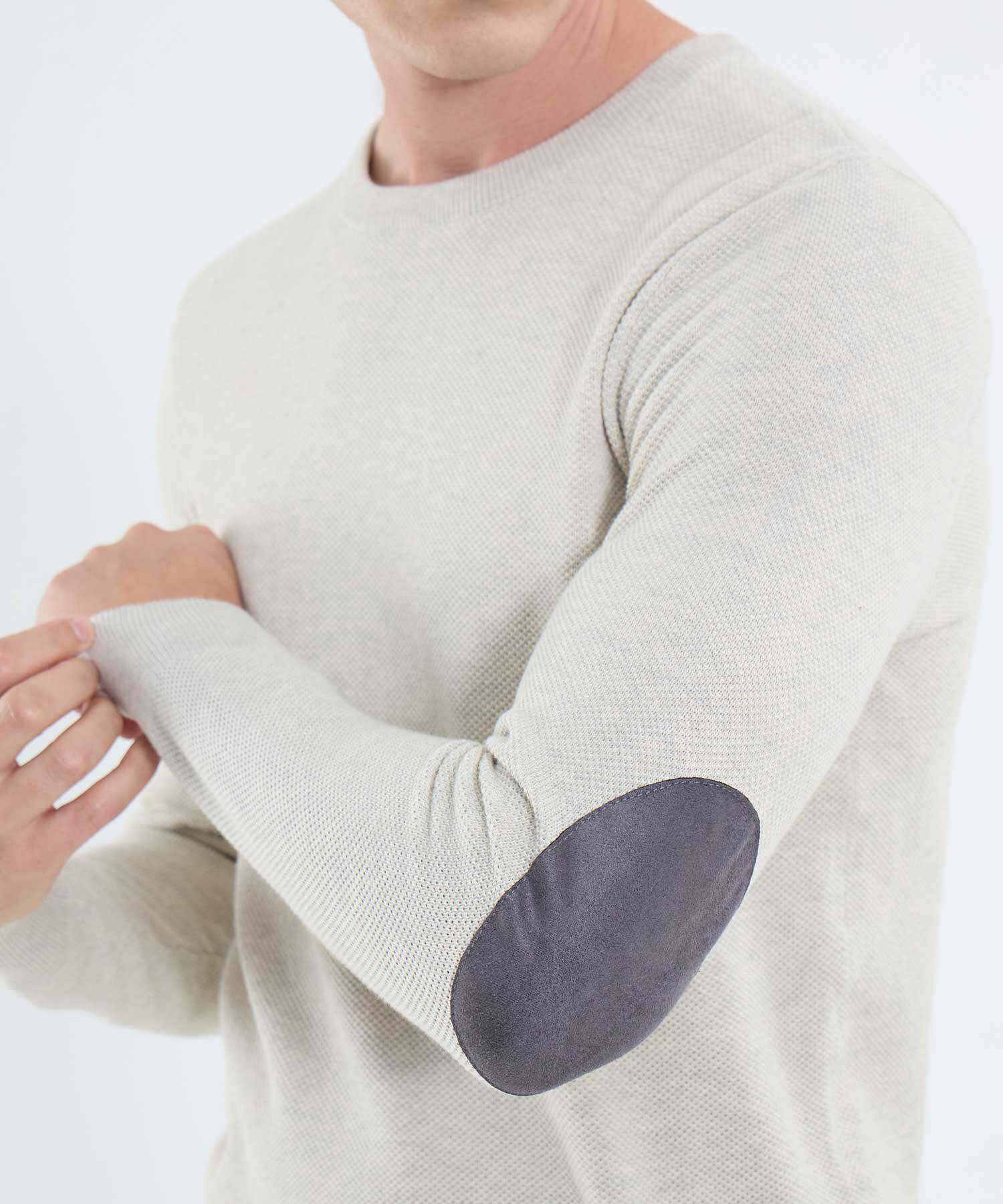 Saco Cuello Redondo Con Coderas Para Hombre