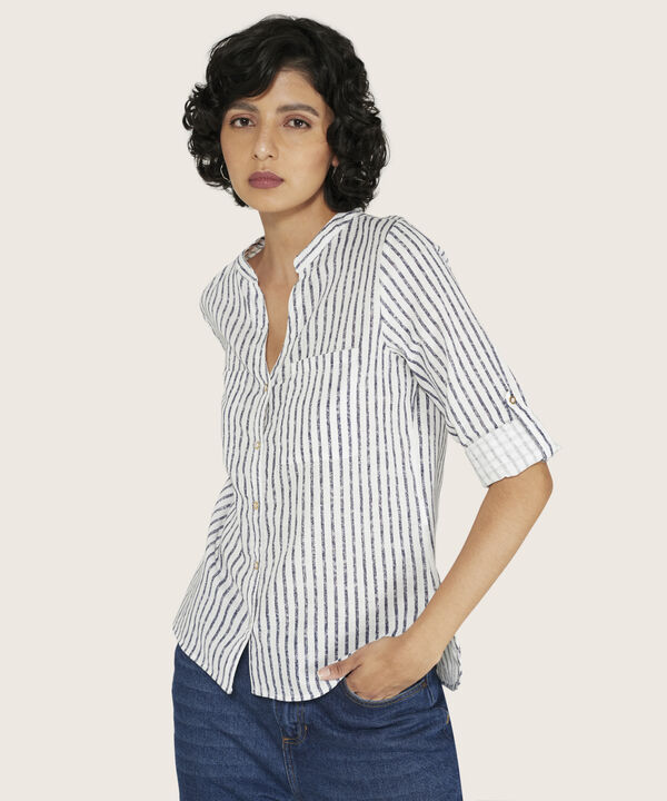 Blusa Estampada en Efecto Lino