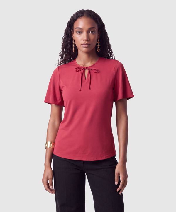 Blusa Manga Corta Con Lazos Mujer image number null