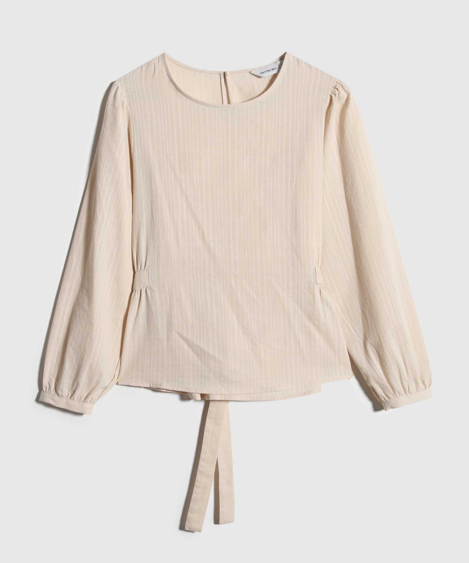 Blusa Unicolor, Manga Larga Con Cinturón