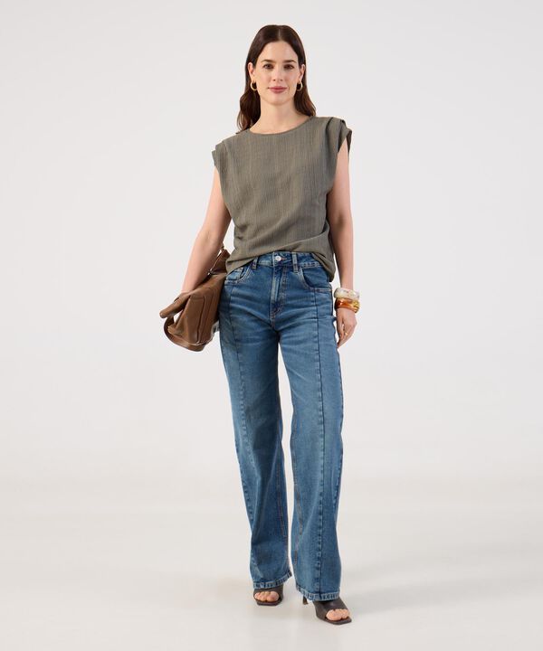 Jean Recto con Costuras Frontales para Mujer image number null