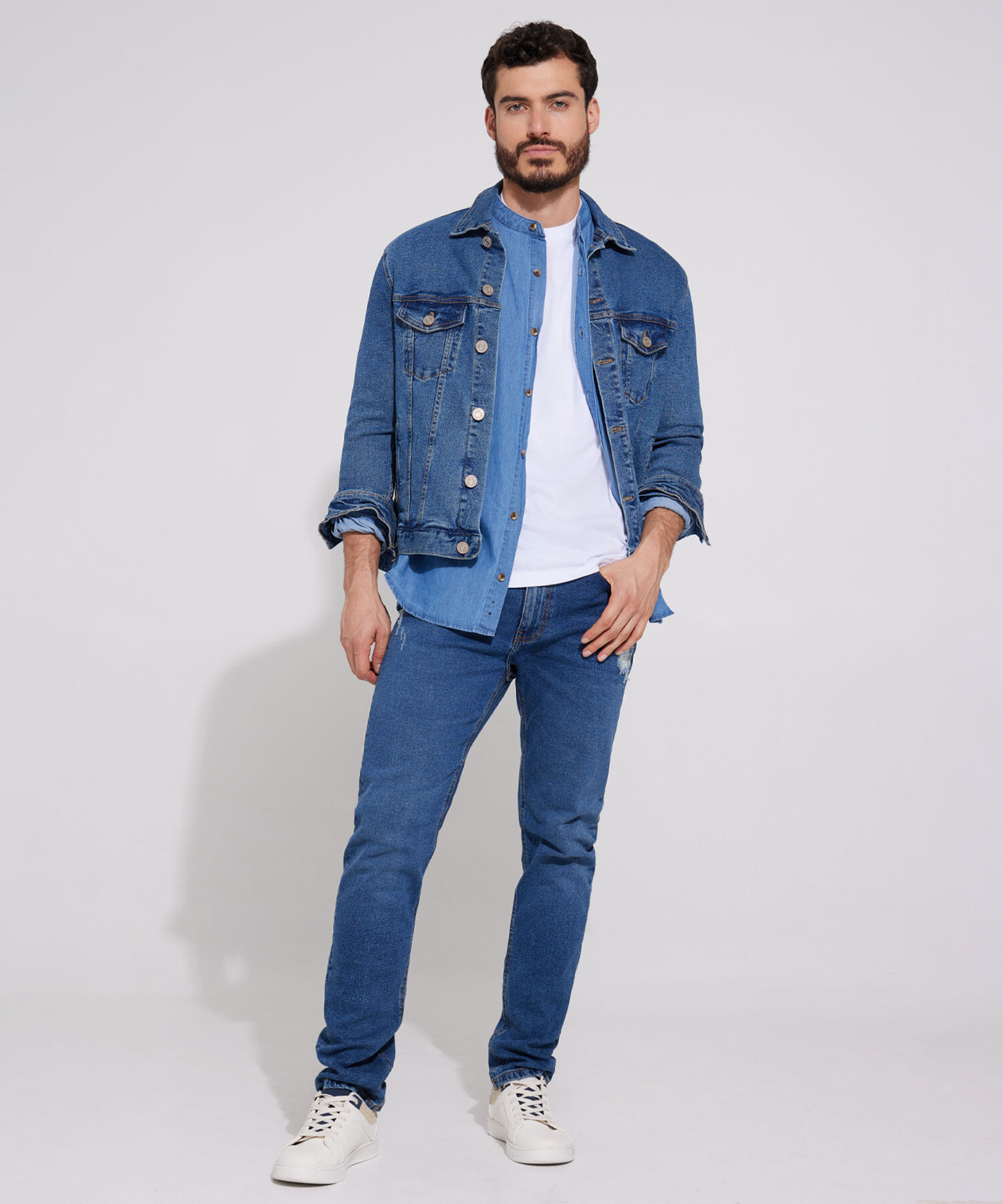 Camisa Unicolor Tela Denim, Regular Fit