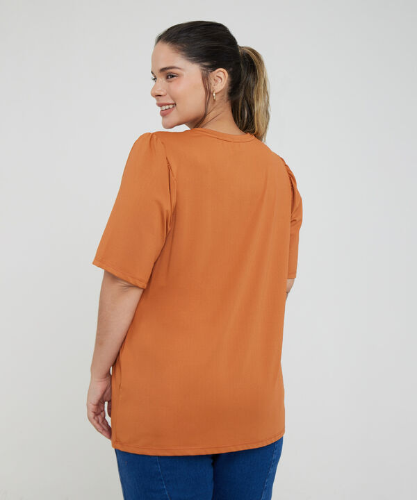 Camiseta Cuello Redondo, Manga Corta Bombacha Con Estampado Screen, Carmin Alba
