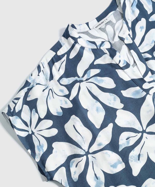 Blusa Estampada Con Cuello En V Para Mujer Curvy