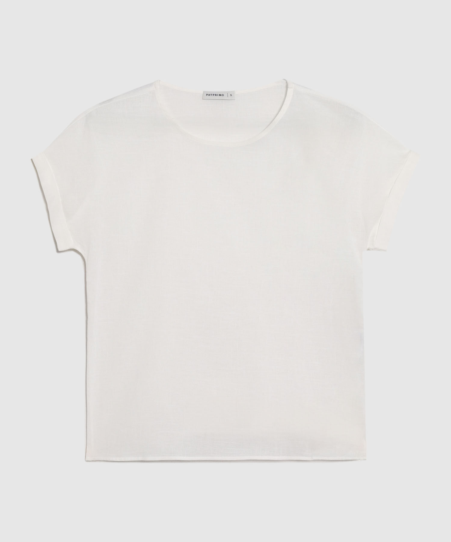 Blusa Unicolor Manga Corta Con Doblez Para Mujer