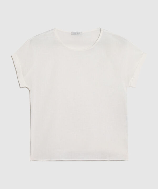 Blusa Unicolor Manga Corta Con Doblez Para Mujer image number null