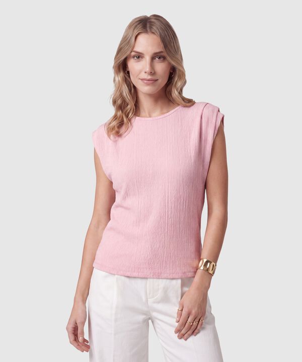 Camiseta Texturizada Sin Mangas Para Mujer image number null