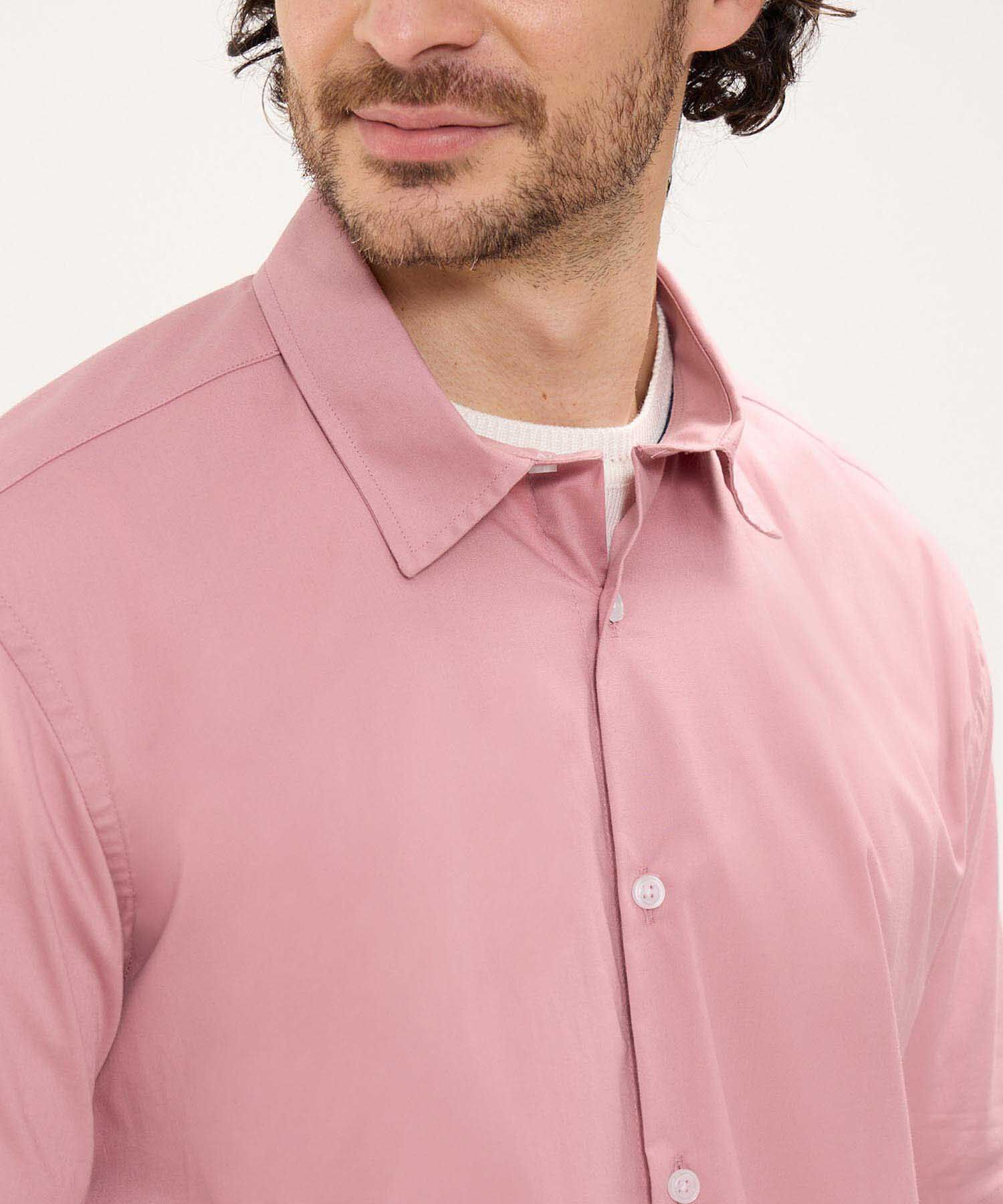 Camisa Unicolor Manga Corta Cuello Formal