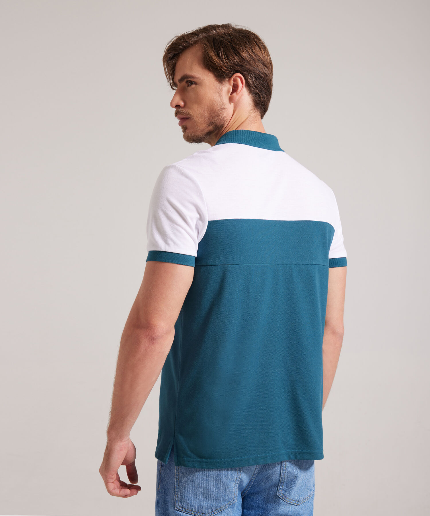 Polo Bloques Cuello Y Puño Tejido