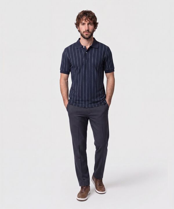 Polo Con Relieve Vertical Para Hombre