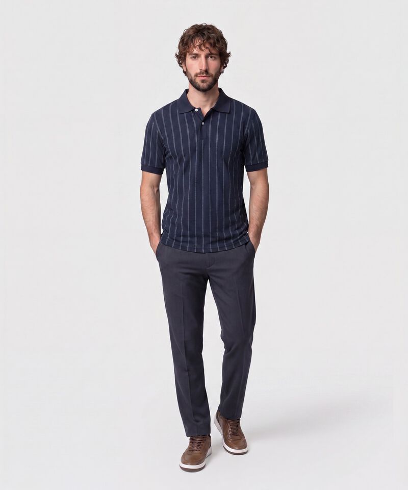 Polo Con Relieve Vertical Para Hombre