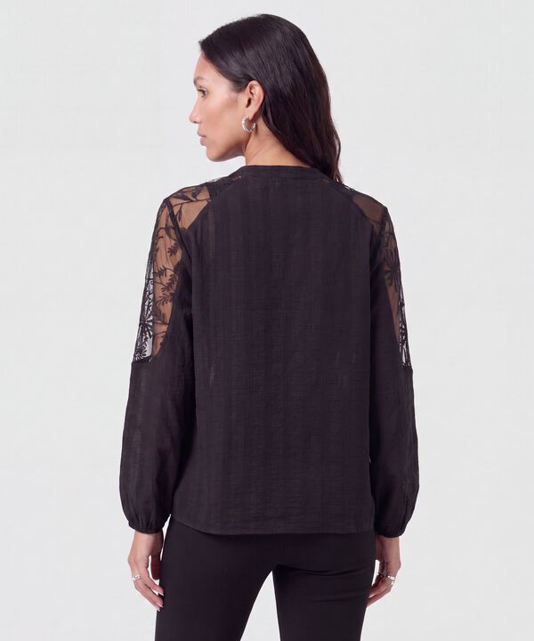 Blusa Con Mangas De Encaje Para Mujer