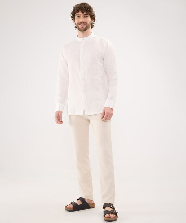 Pantalón Chino en Efecto Lino image number null