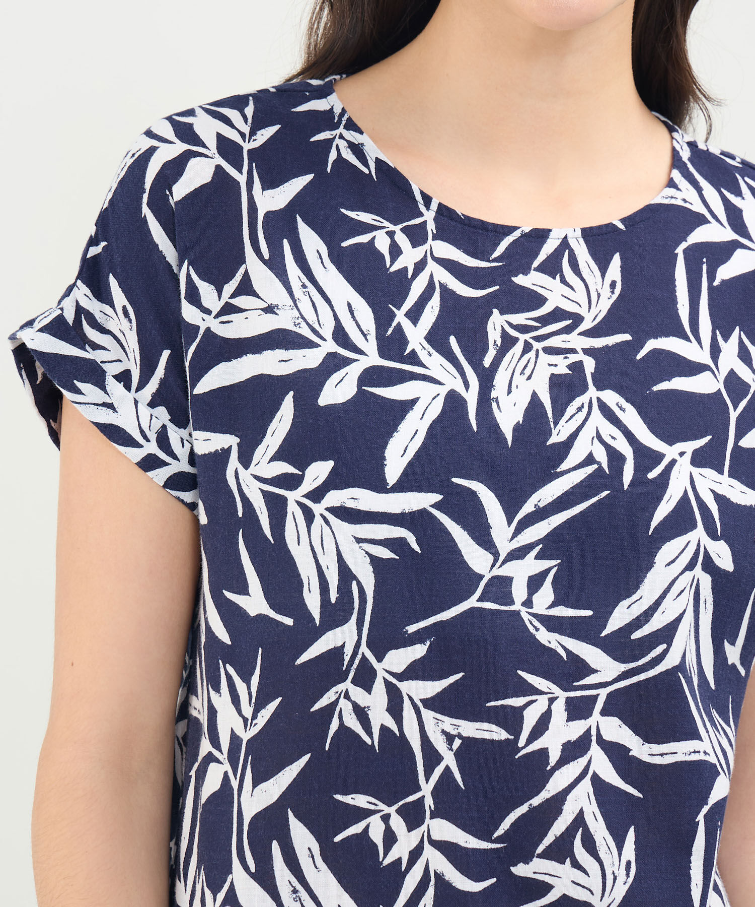 Blusa Estampada en Efecto Lino