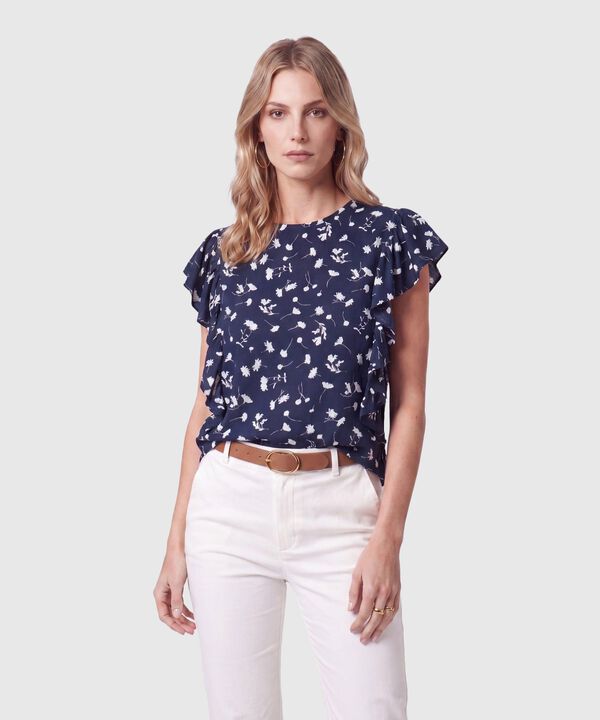 Blusa Con Volantes En Mangas Para Mujer image number null