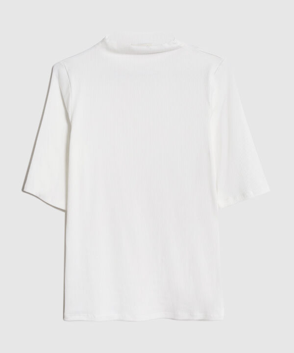 Camiseta Para Mujer Cuello Alto Tejido Acanalado image number null