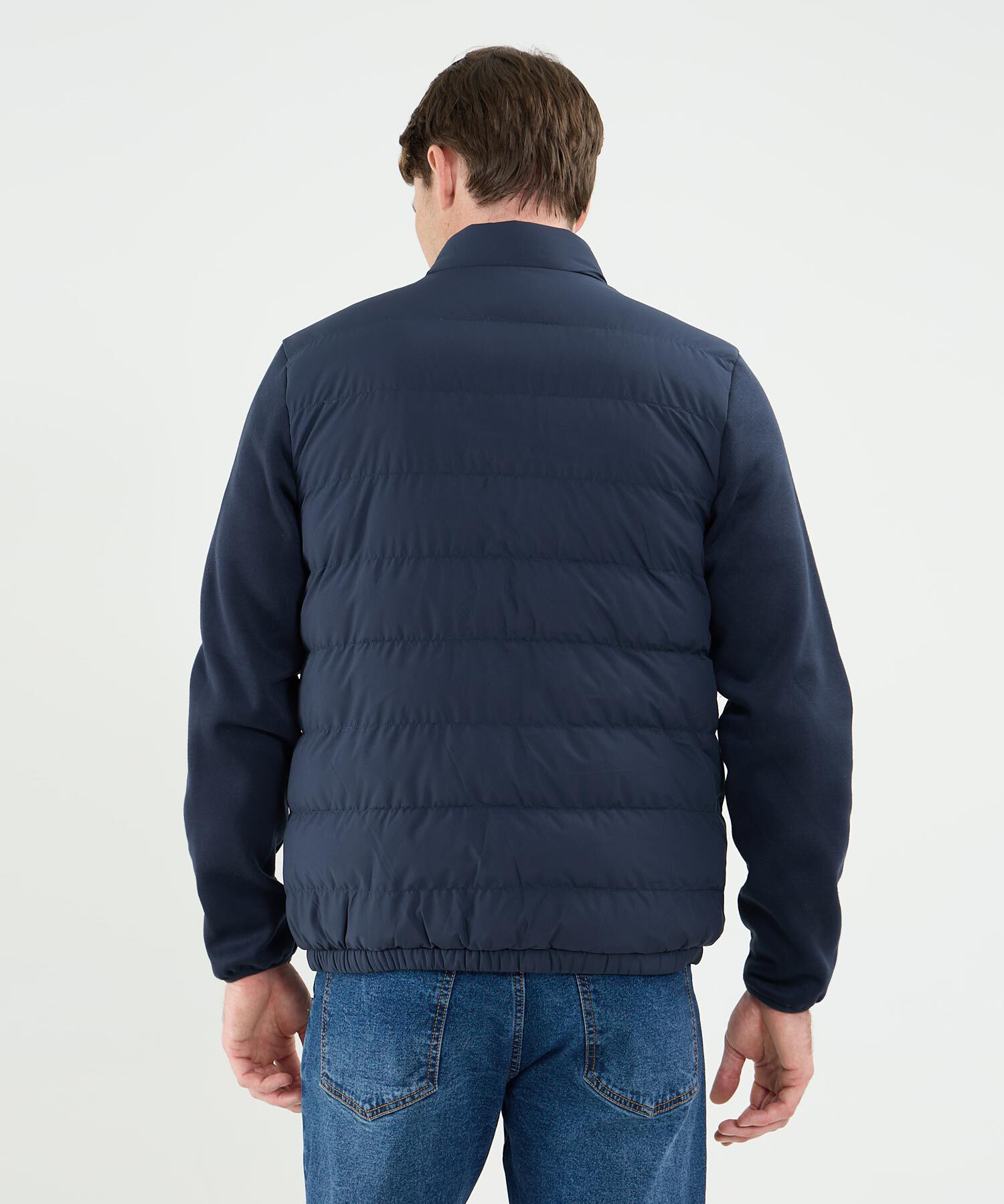 Chaqueta Acolchada Con Mangas En Tela Contraste Para Hombre