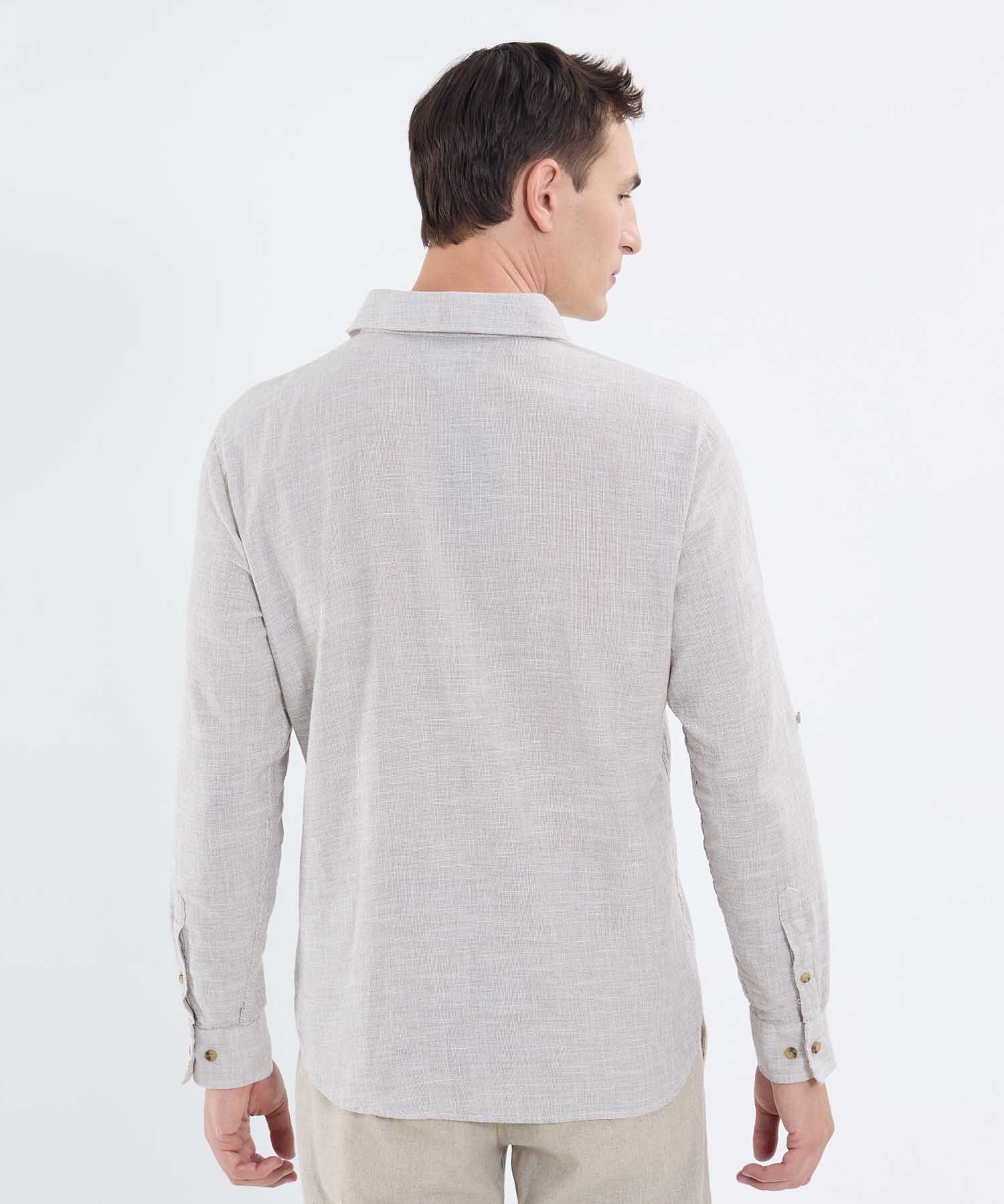 Camisa manga larga unicolor para hombre