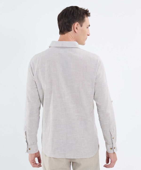 Camisa manga larga unicolor para hombre