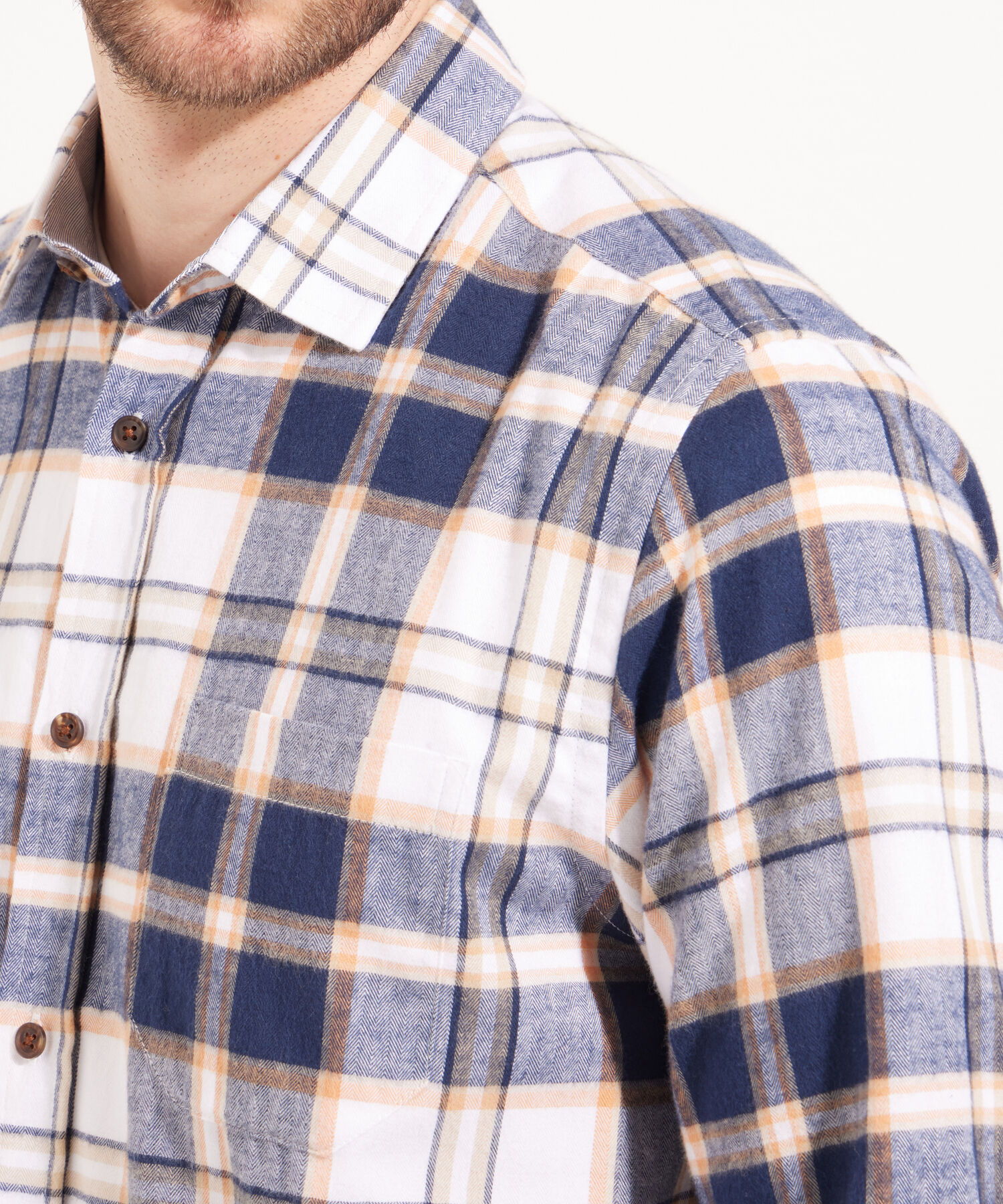 Camisa Manga Larga Regular Con Bolsillos A Cuadros