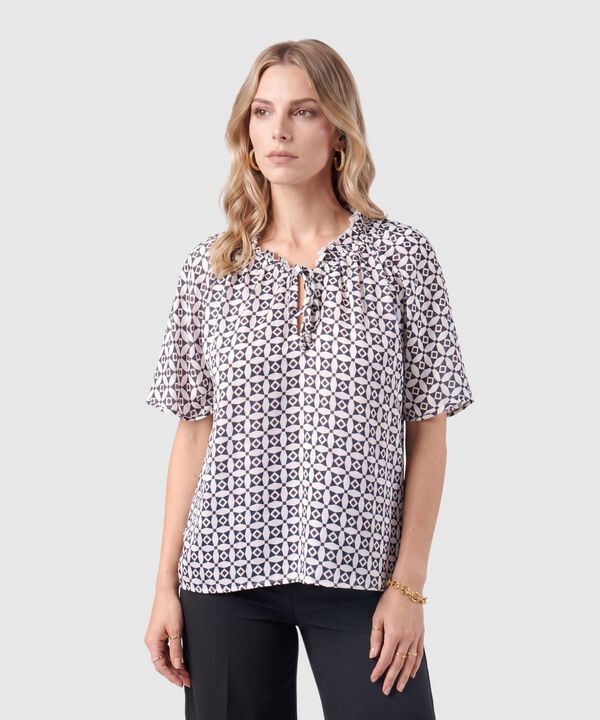 Blusa Estampada De Manga Corta Para Mujer