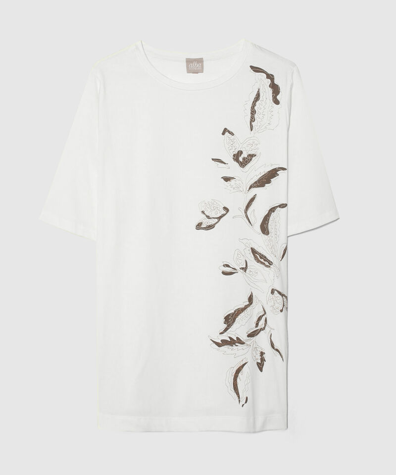 Camiseta Manga Al Codo Cuello Redondo Con Bordado