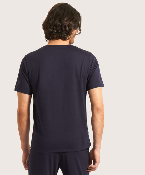 Pijama Conjunto Camiseta De Bloques Con Bolsillo Y Pantalón Unicolor