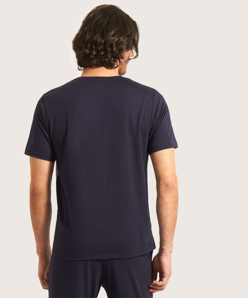 Pijama Conjunto Camiseta De Bloques Con Bolsillo Y Pantalón Unicolor