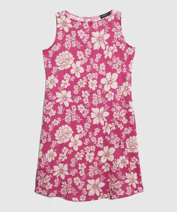 Vestido Estampado en Efecto Lino