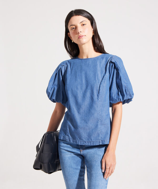 Blusa Manga Corta en Denim
