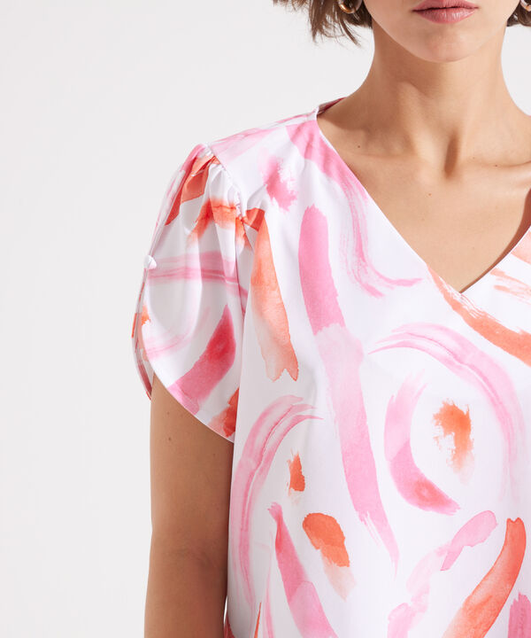Blusa Estampada con Escote en V