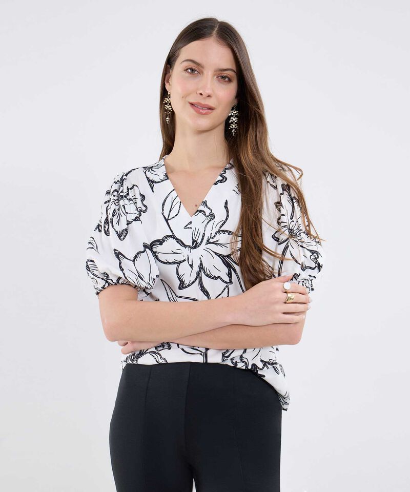 Blusa Estampada Cuello V