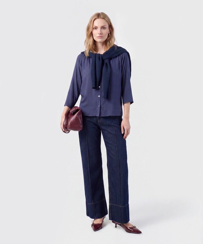 Blusa Manga Tres Cuartos Con Botones Para Mujer