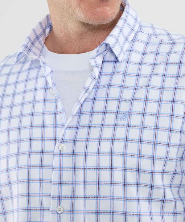 Camisa Manga Corta Con Bolsillo Cuadros Pequeños Para Hombre image number null