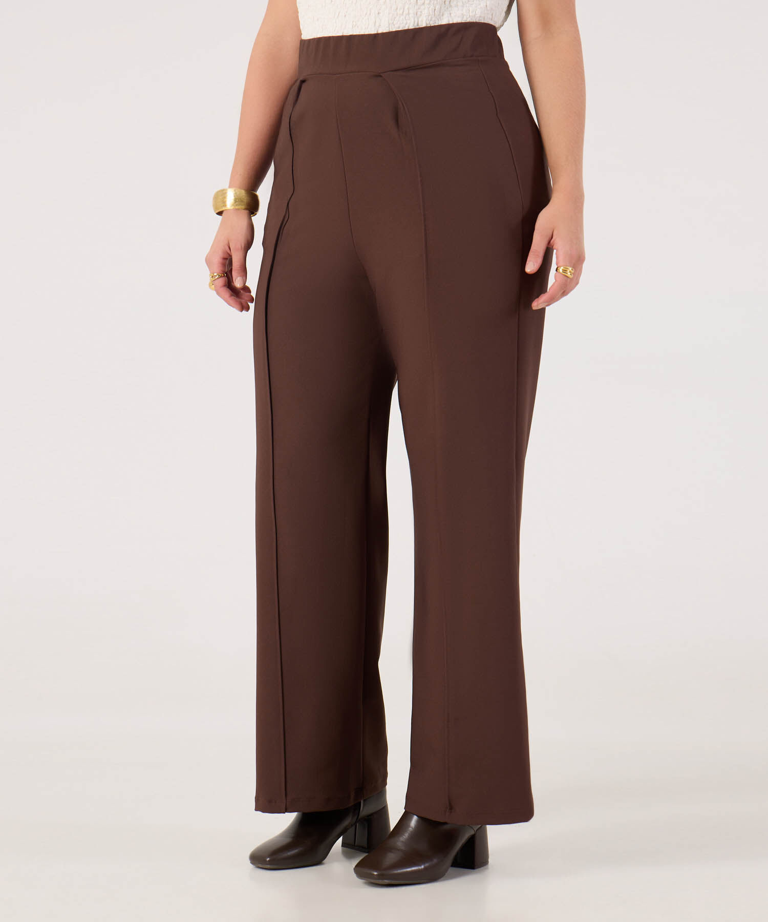 Pantalon Clasico Unicolor Para Mujer Curvy
