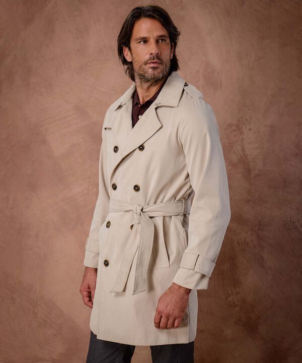 Chaqueta Trench Unicolor Con Cinturon  image number null
